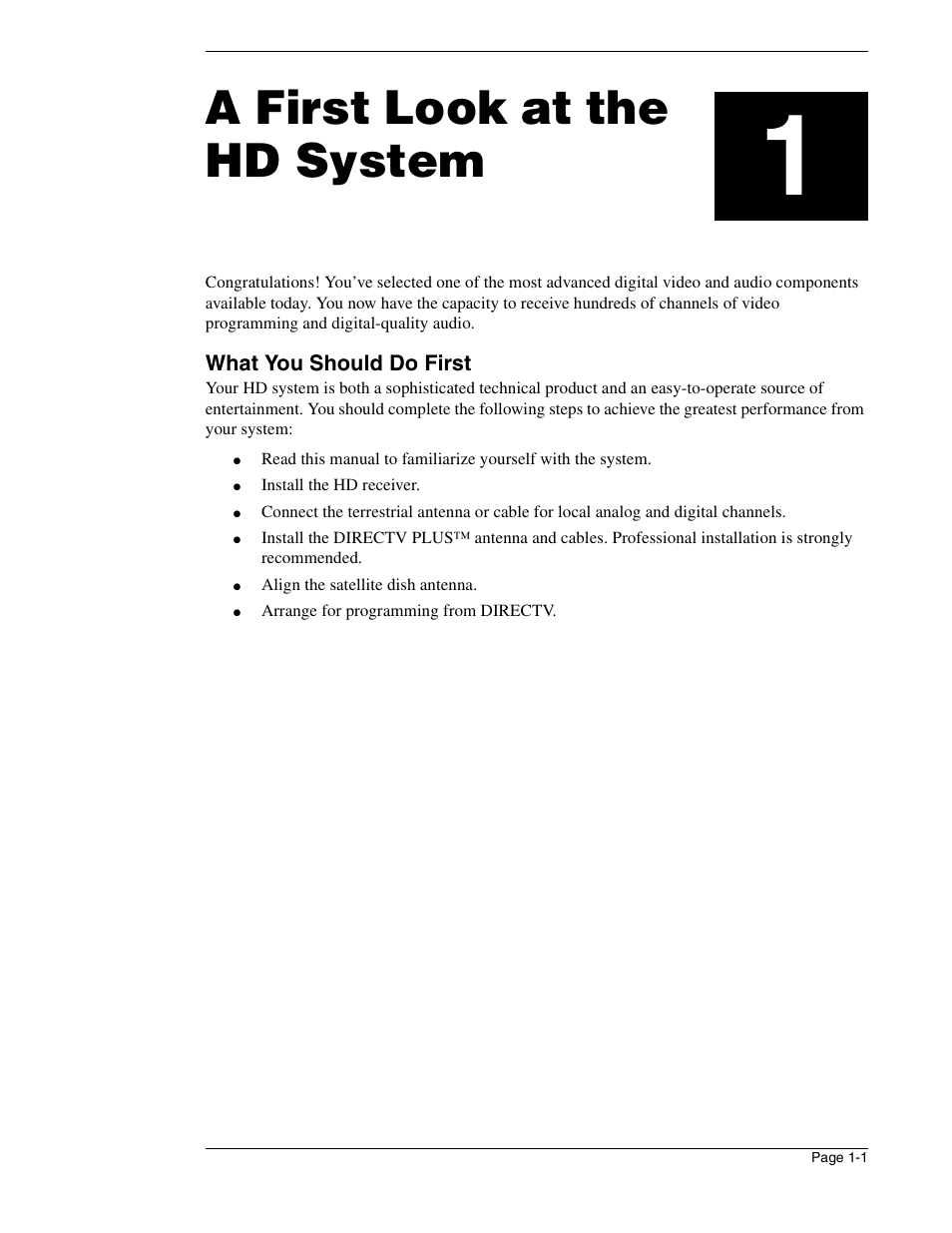 A first look at the hd system | DirecTV HIRD-E86 User Manual | Page 11 / 90