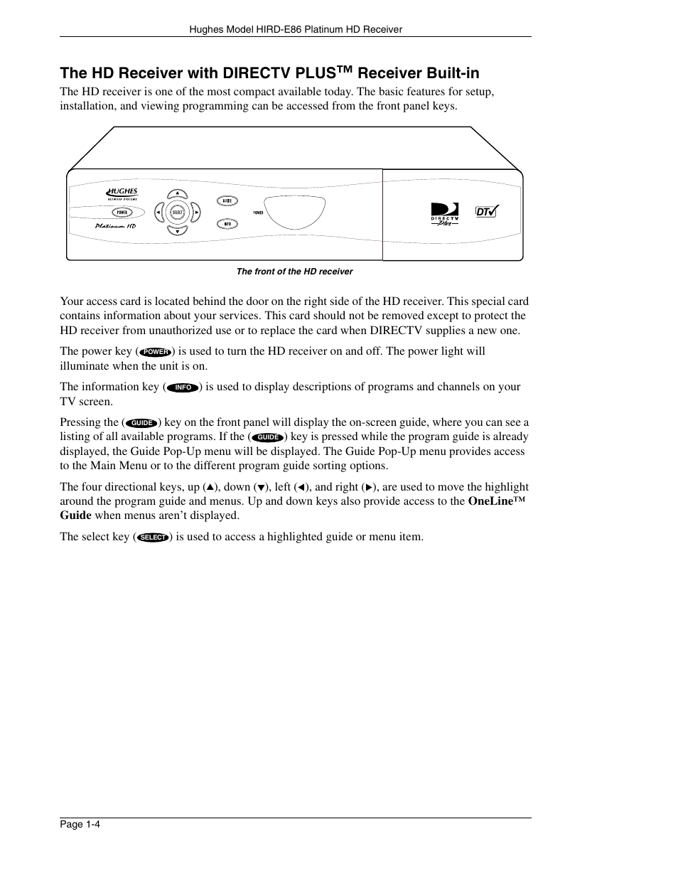 The hd receiver with directv plus, Receiver built-in | DirecTV HIRD-E86 User Manual | Page 14 / 90