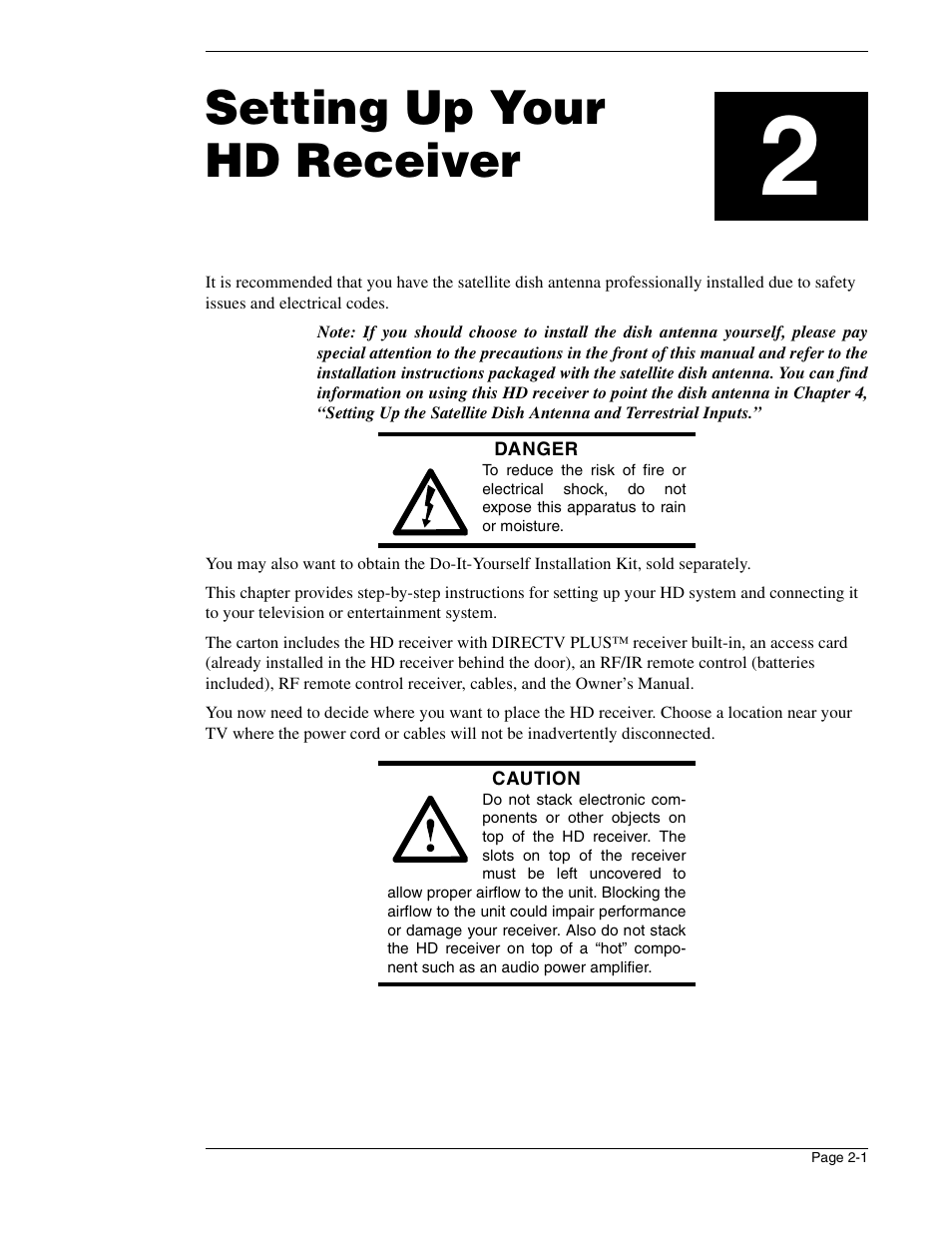 Setting up your hd receiver | DirecTV HIRD-E86 User Manual | Page 19 / 90