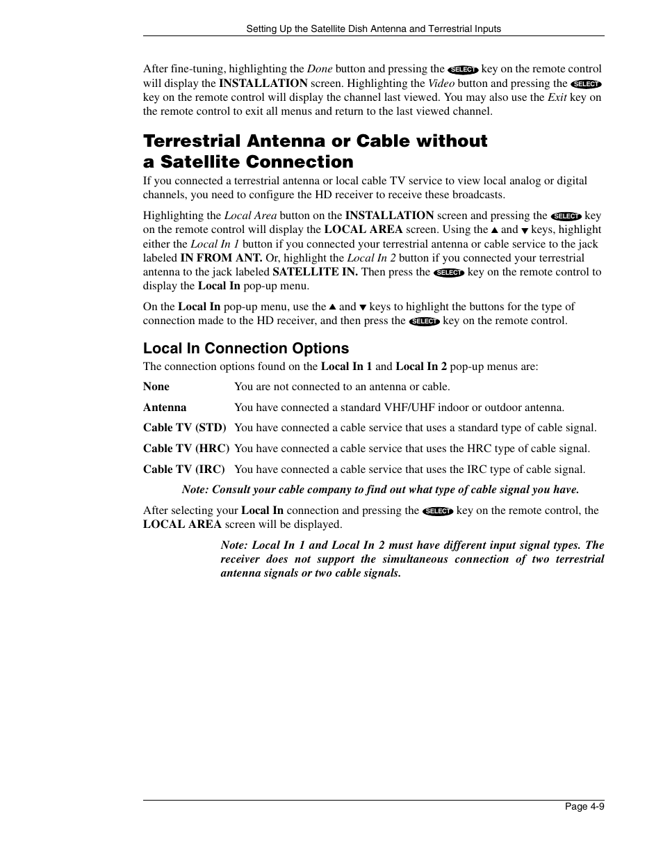 Local in connection options | DirecTV HIRD-E86 User Manual | Page 45 / 90