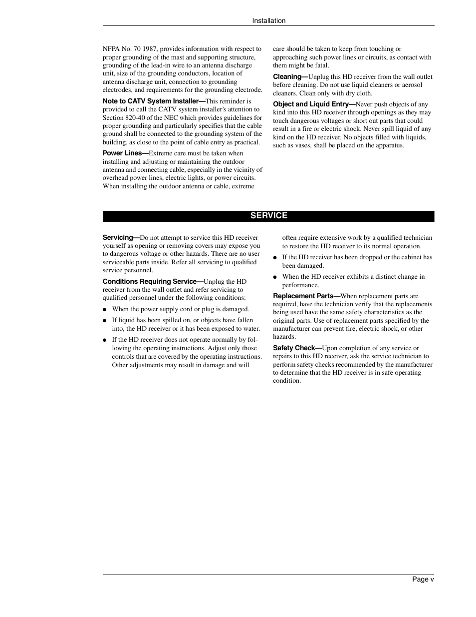 Service | DirecTV HIRD-E86 User Manual | Page 5 / 90