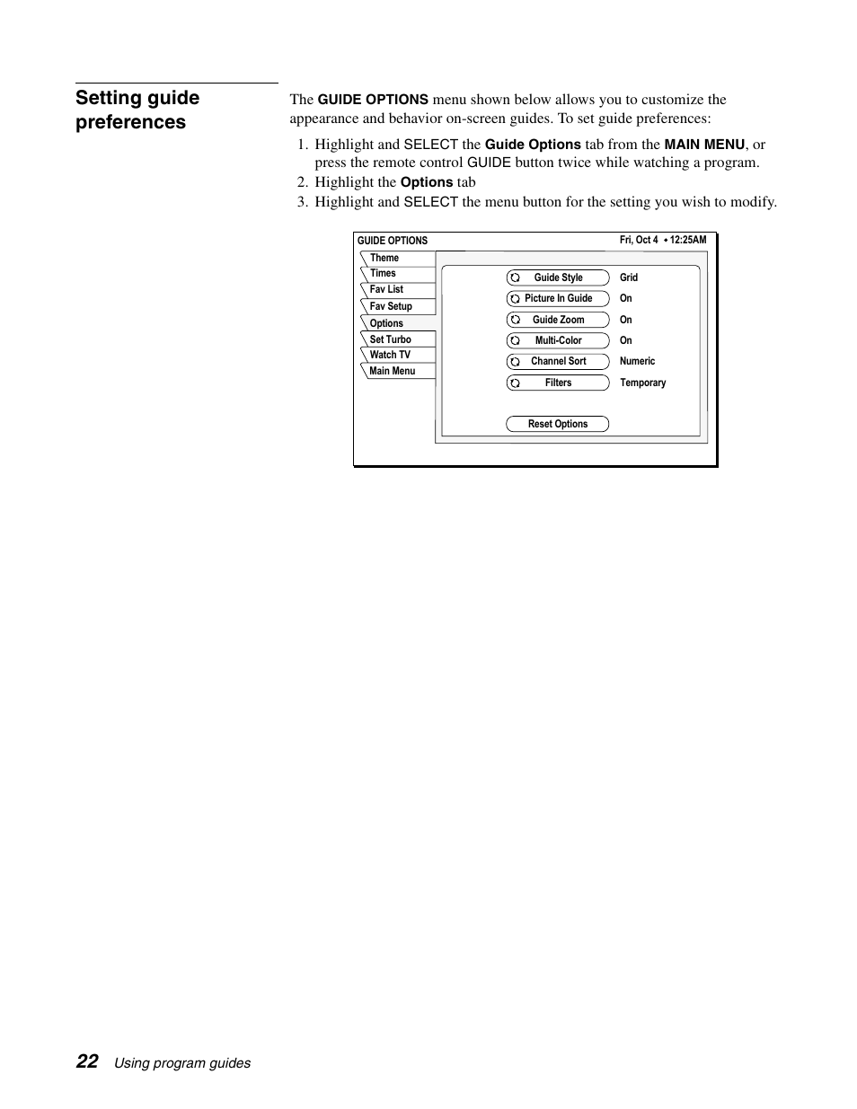 Setting guide preferences | DirecTV SD-HBH User Manual | Page 30 / 56
