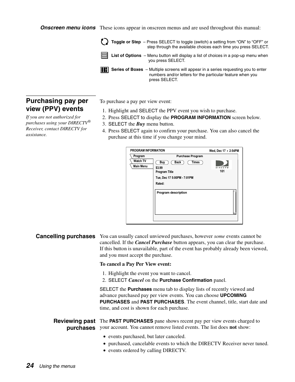 Purchasing pay per view (ppv) events | DirecTV SD-HBH User Manual | Page 32 / 56