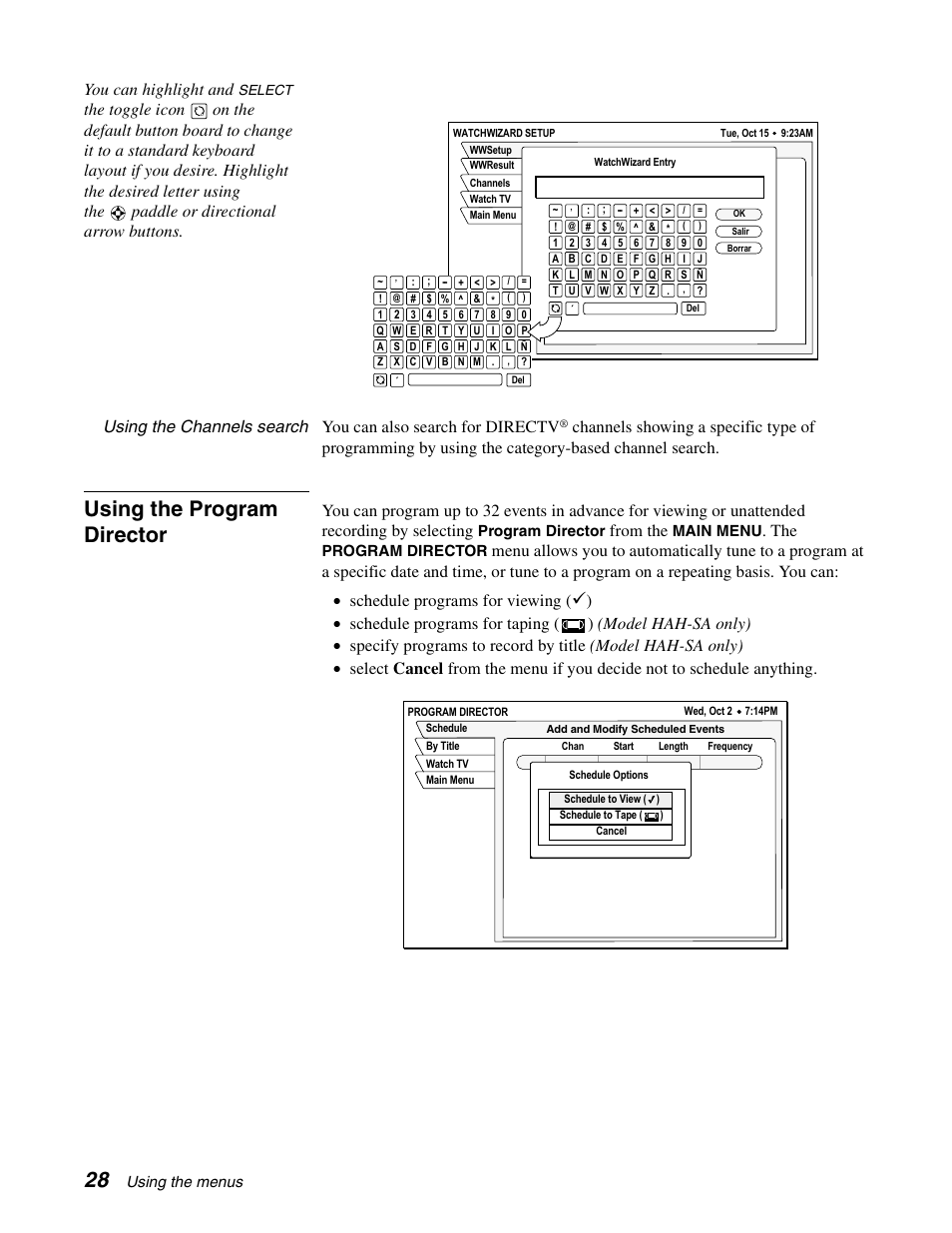 Using the program director, You can highlight and | DirecTV SD-HBH User Manual | Page 36 / 56