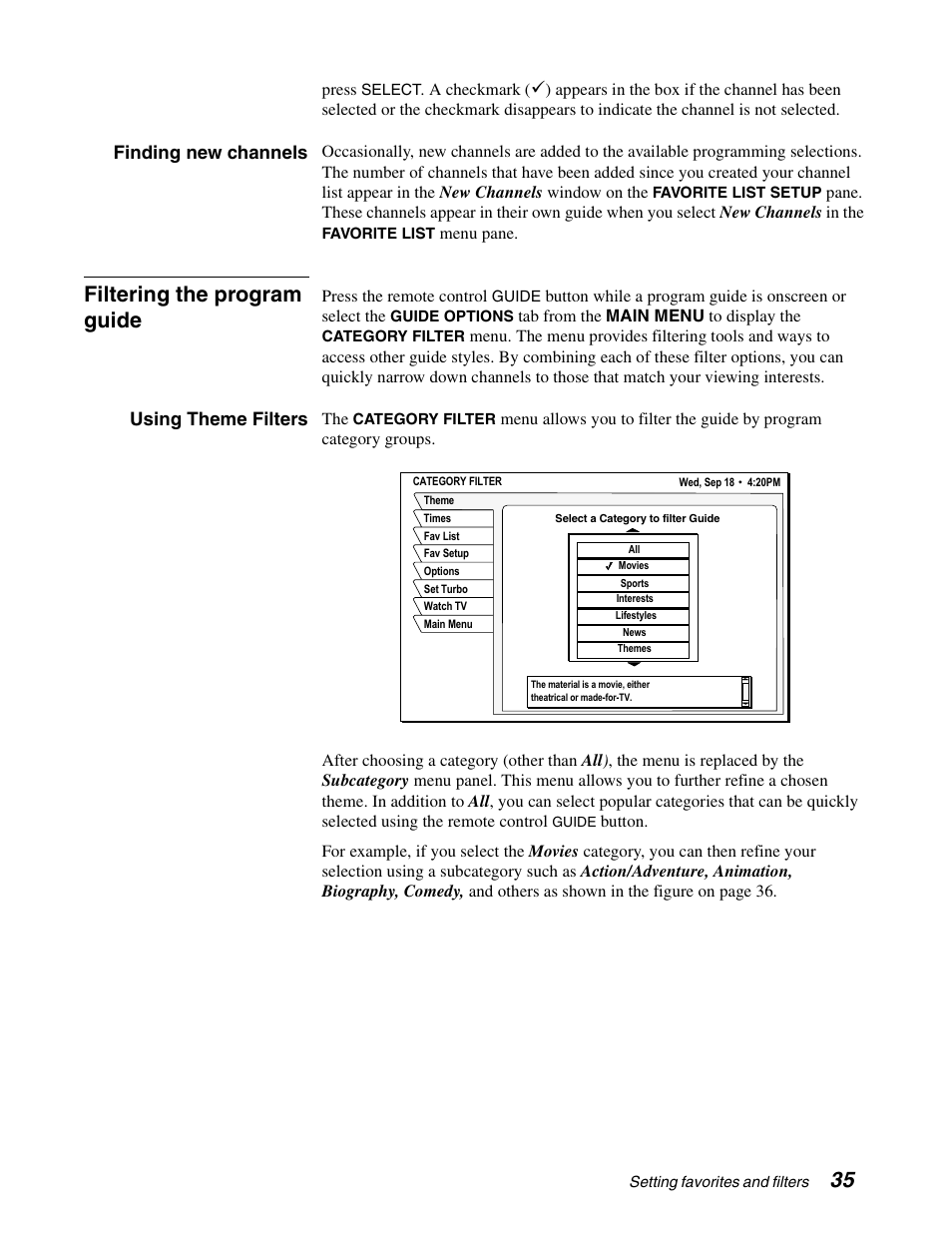 Filtering the program guide | DirecTV SD-HBH User Manual | Page 43 / 56