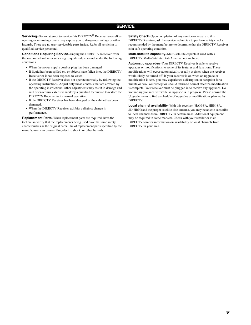 Service | DirecTV SD-HBH User Manual | Page 5 / 56