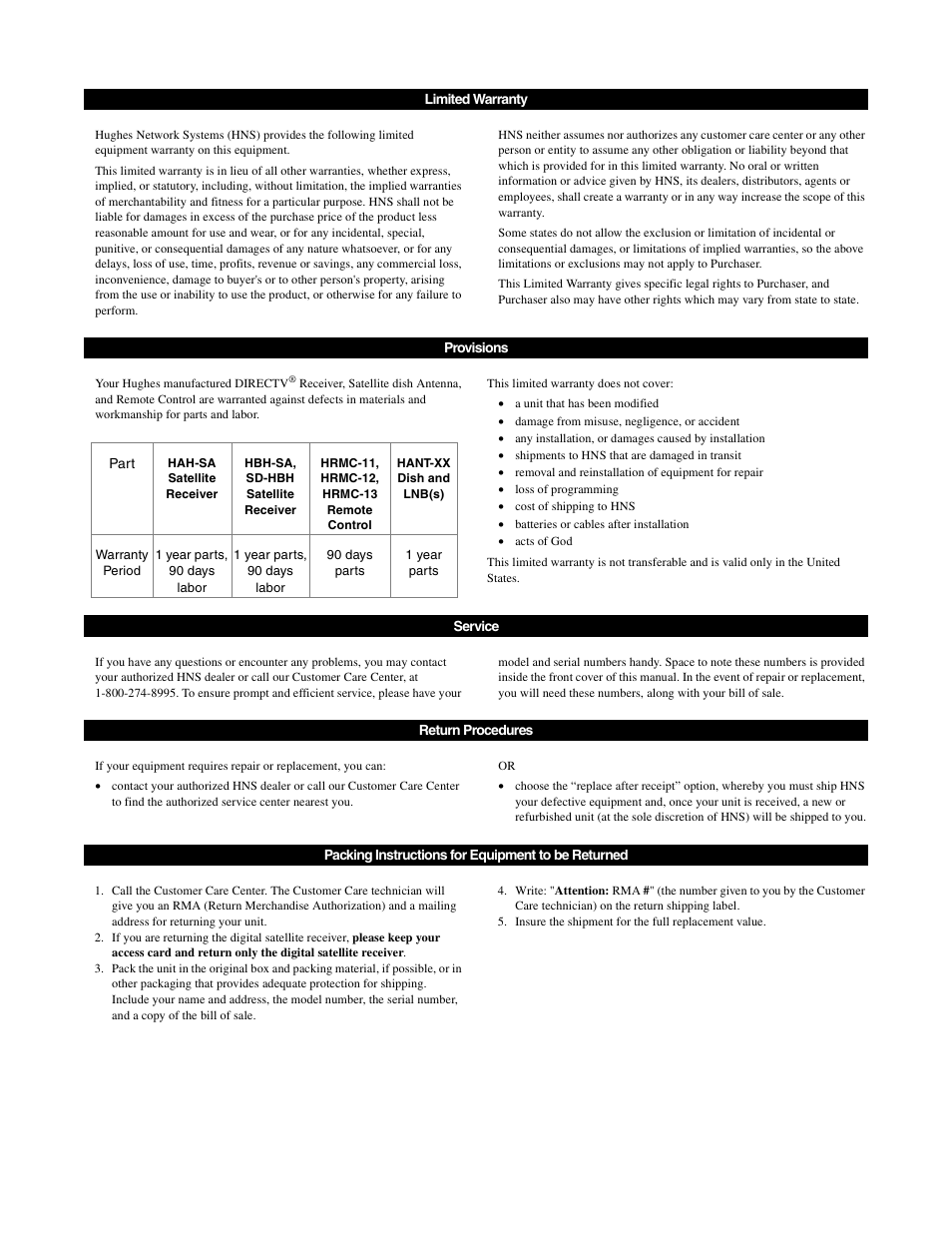 DirecTV SD-HBH User Manual | Page 54 / 56