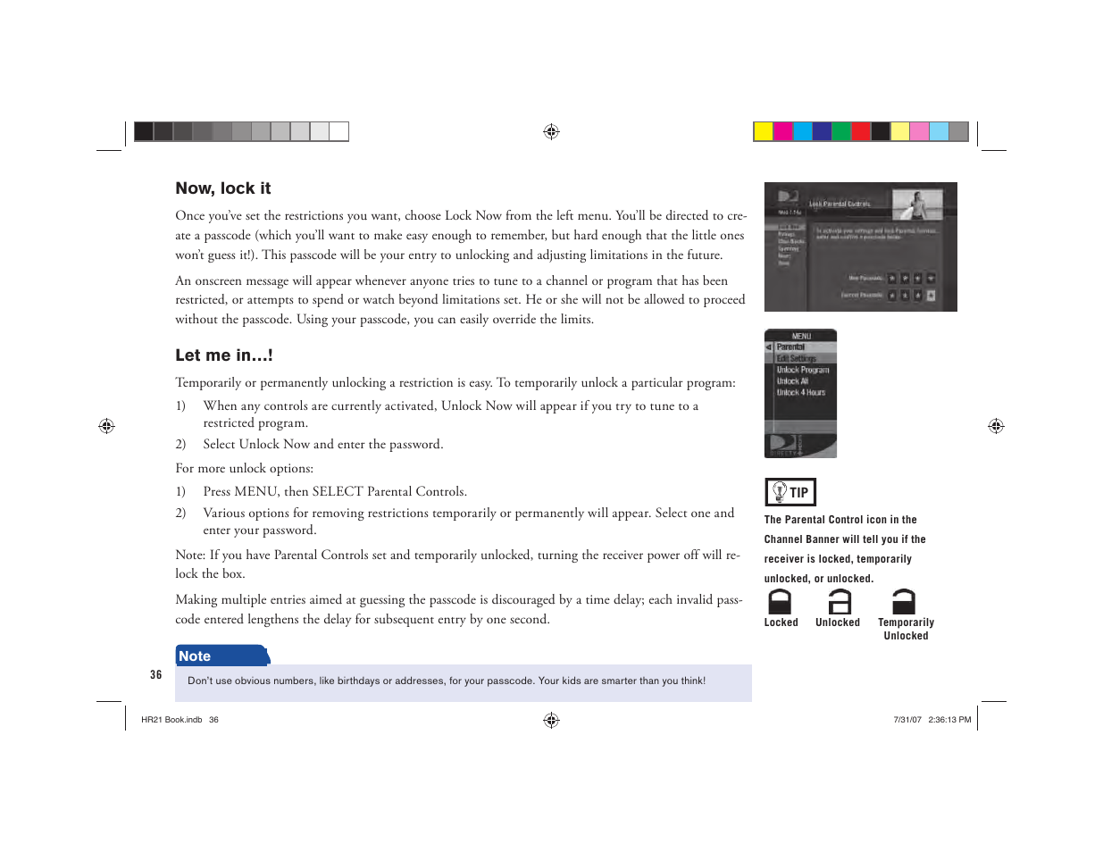 Now, lock it, Let me in | DirecTV HD DVR User Manual | Page 47 / 108