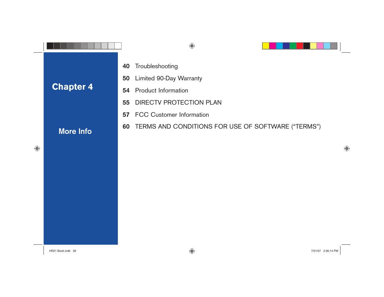 Chapter 4, More info | DirecTV HD DVR User Manual | Page 50 / 108