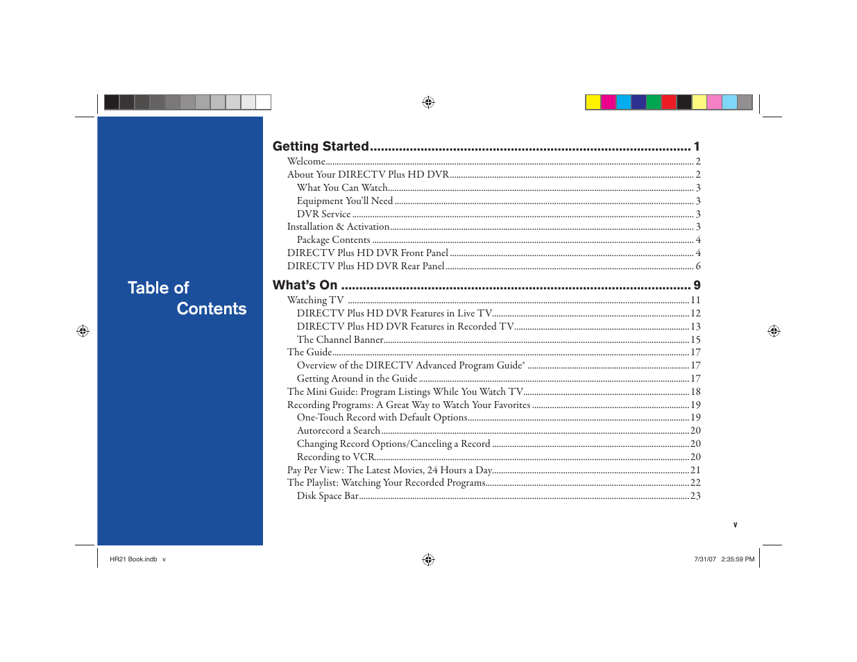 DirecTV HD DVR User Manual | Page 6 / 108
