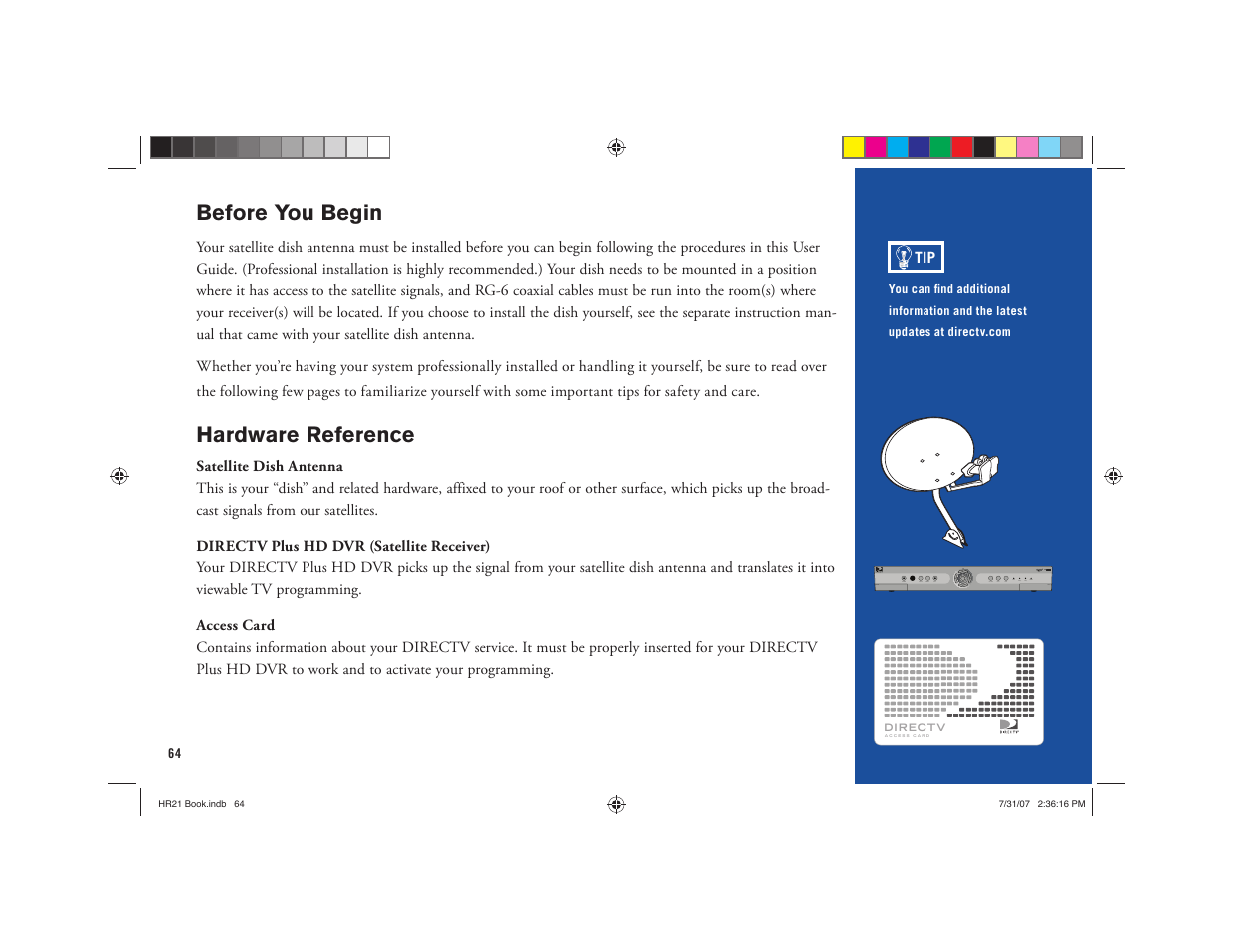 Before you begin, Hardware reference | DirecTV HD DVR User Manual | Page 75 / 108