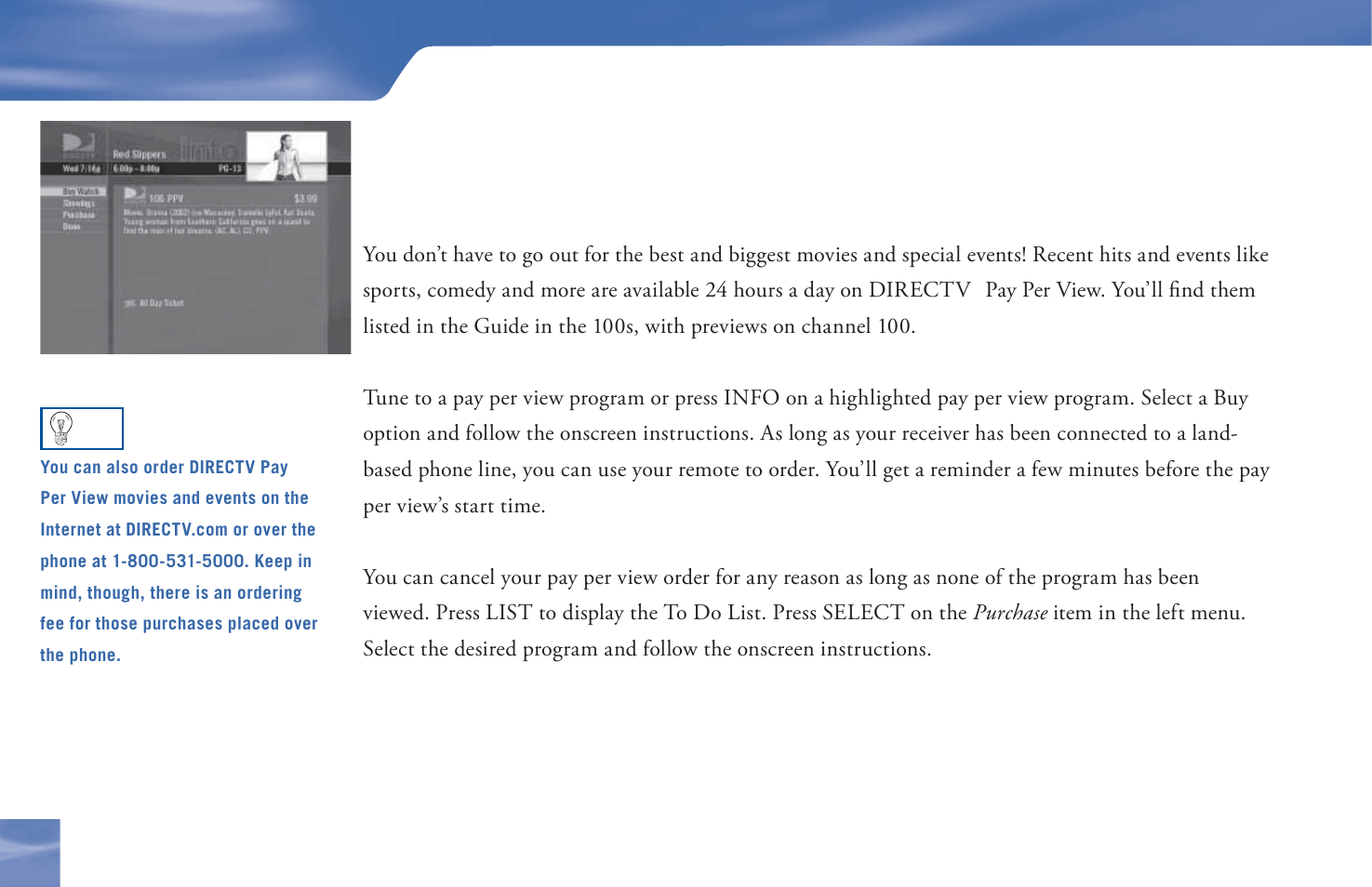What’s on, Pay per view | DirecTV D11 User Manual | Page 40 / 84