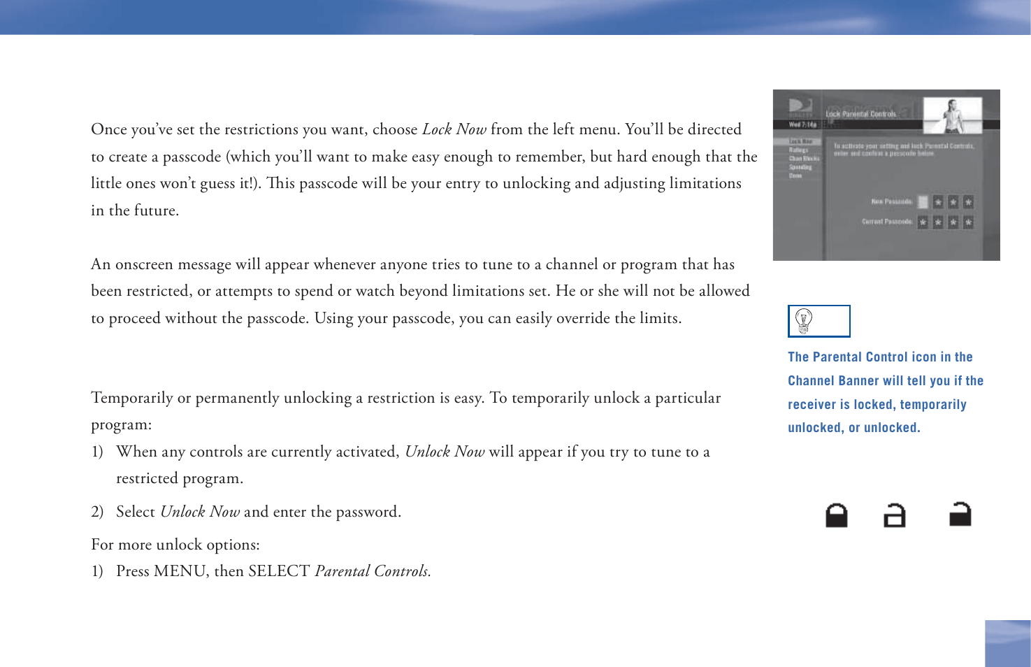 Now, lock it, Let me in | DirecTV D11 User Manual | Page 53 / 84