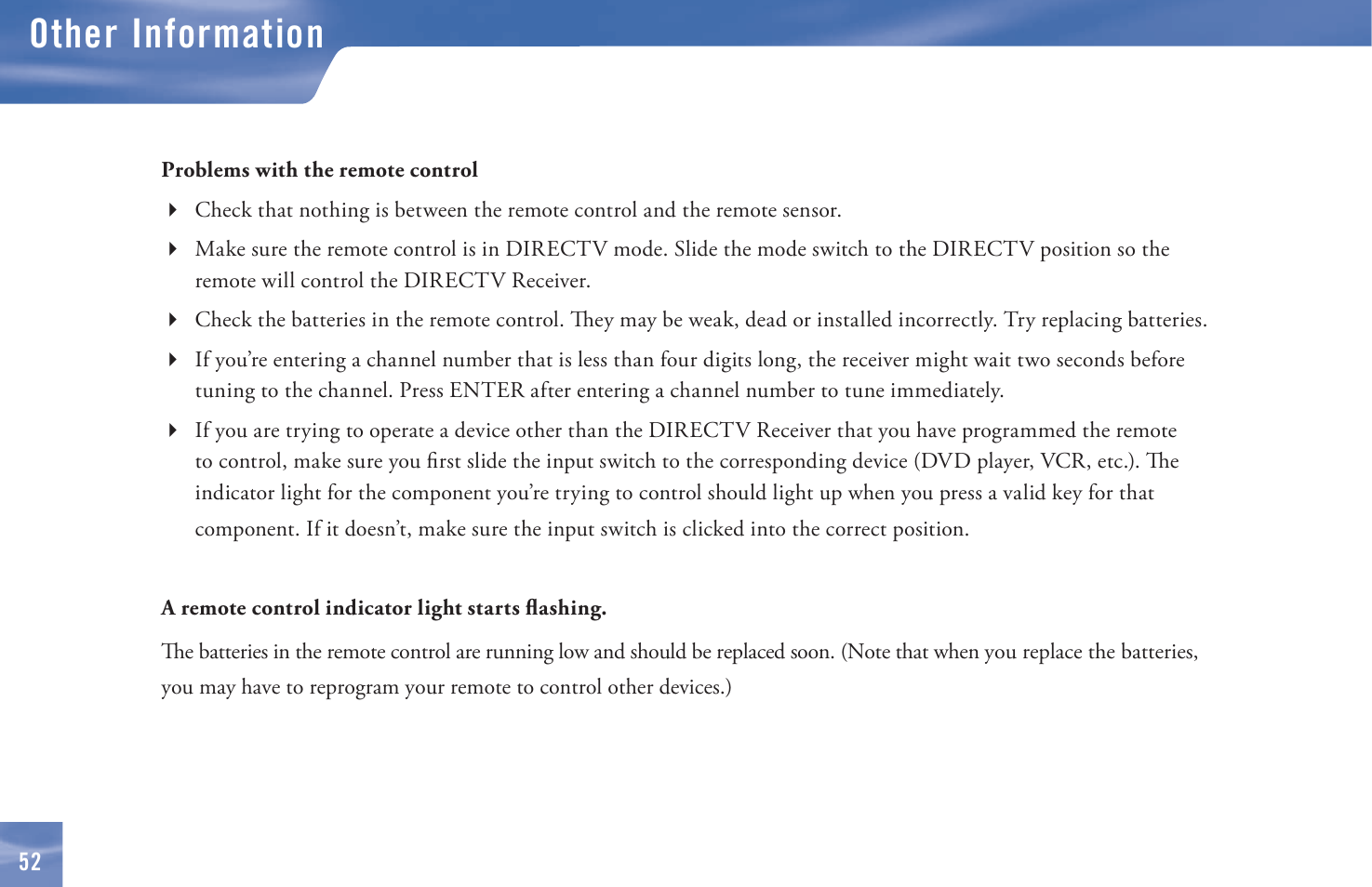 Other information | DirecTV D11 User Manual | Page 62 / 84