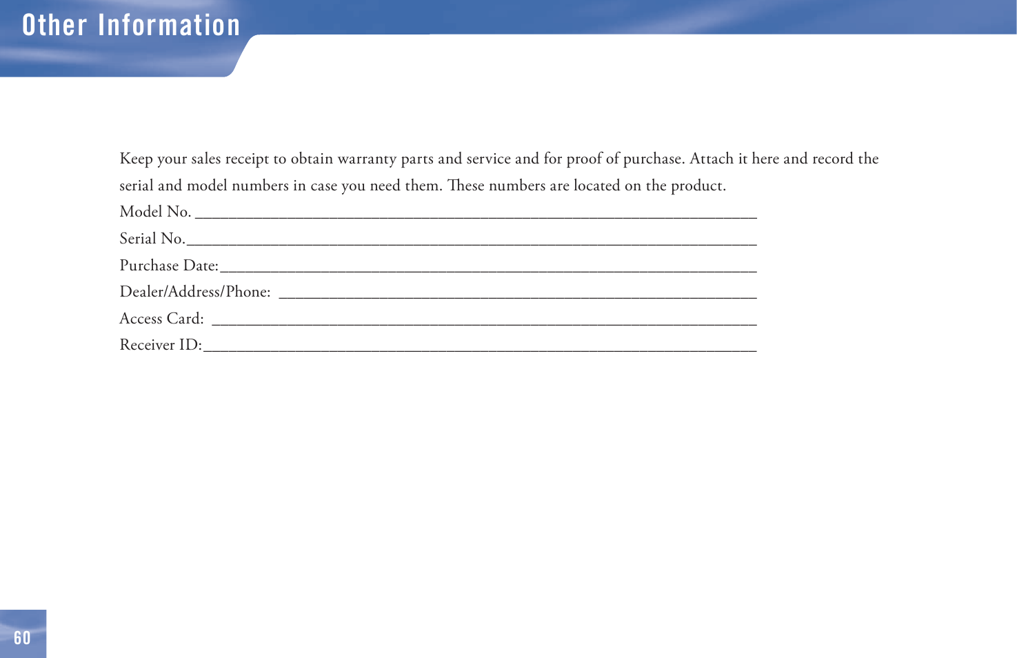 Other information, Product information | DirecTV D11 User Manual | Page 70 / 84