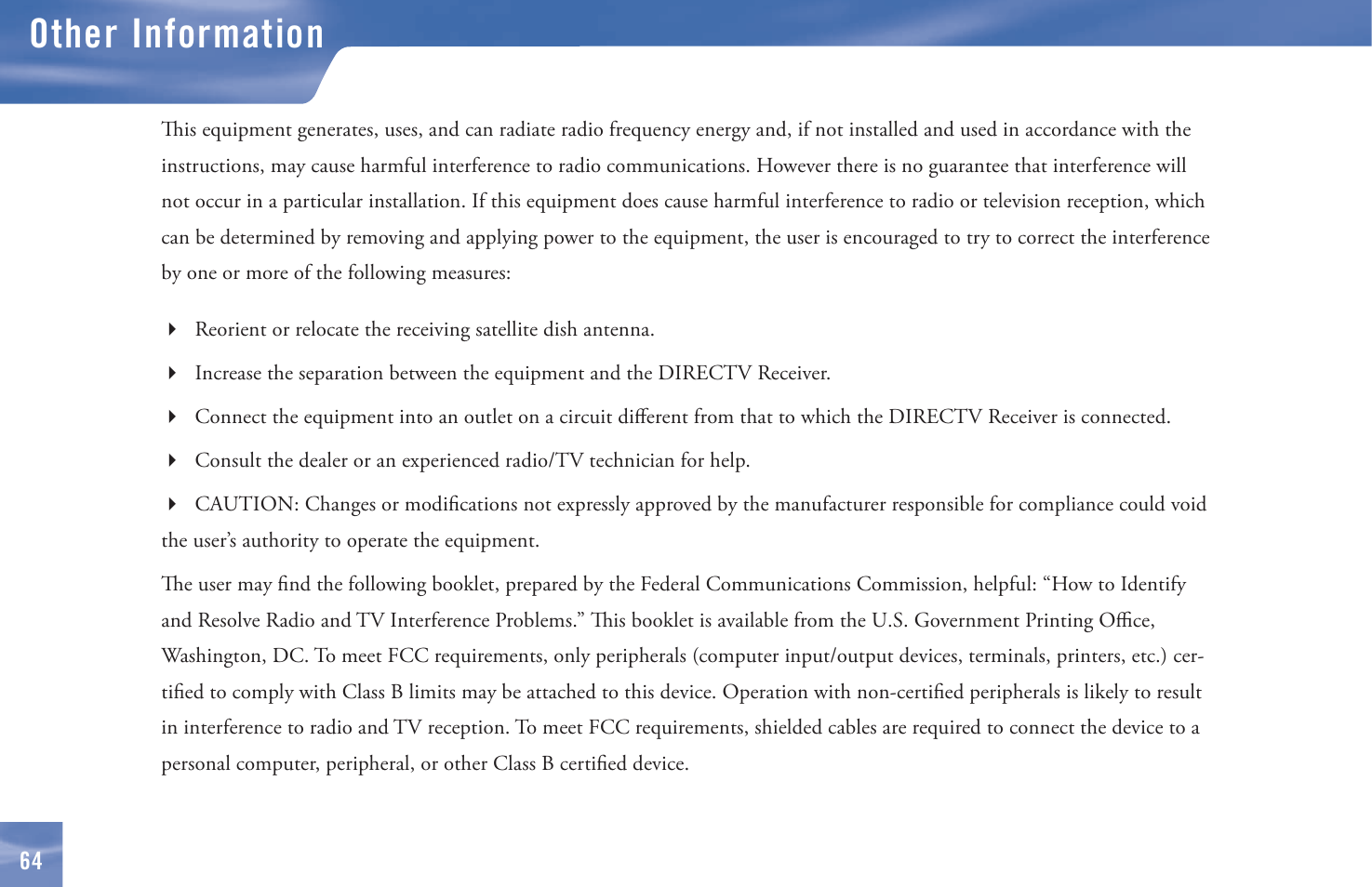 Other information | DirecTV D11 User Manual | Page 74 / 84