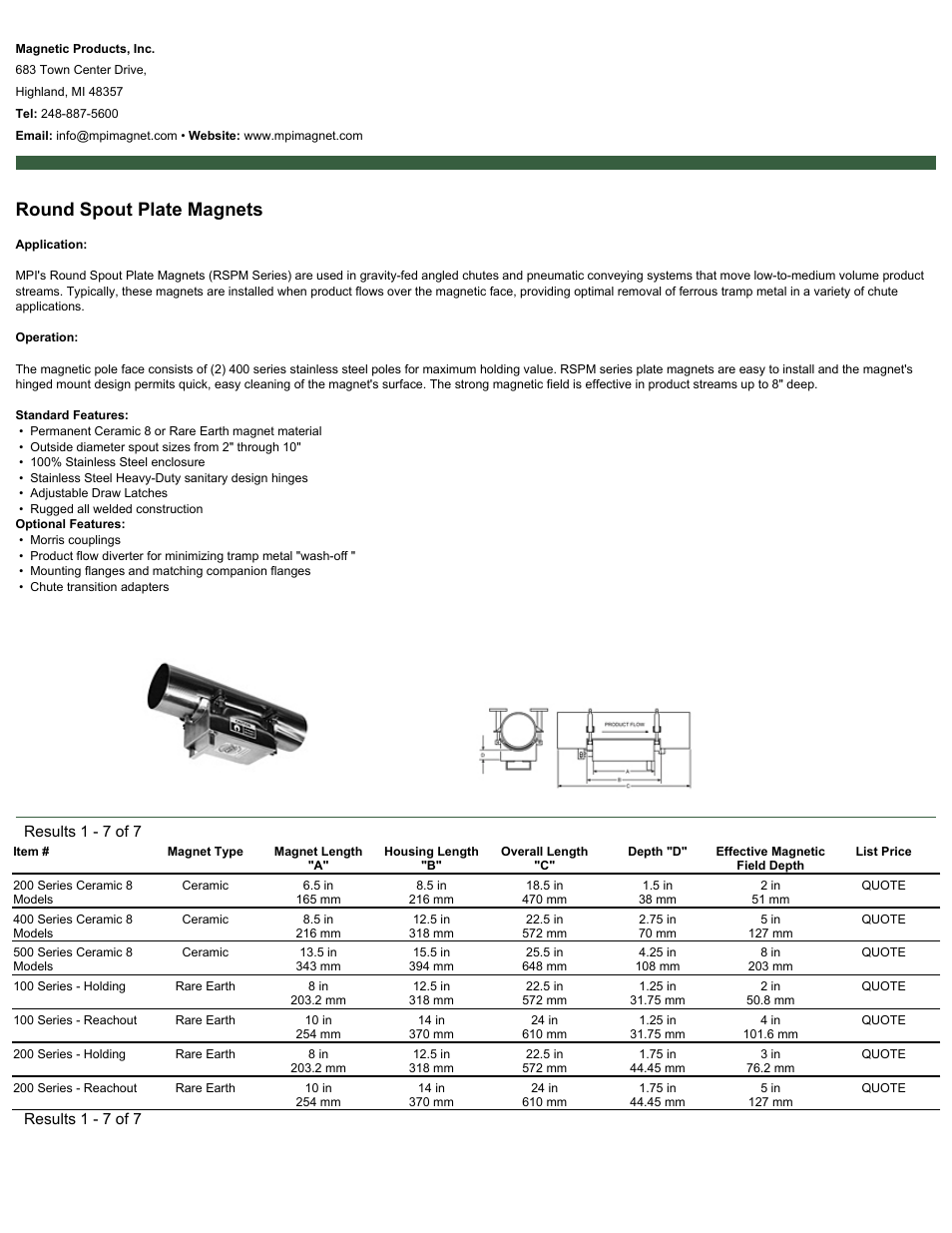 Magnetic Products Round Spout Plate Magnets User Manual | 1 page