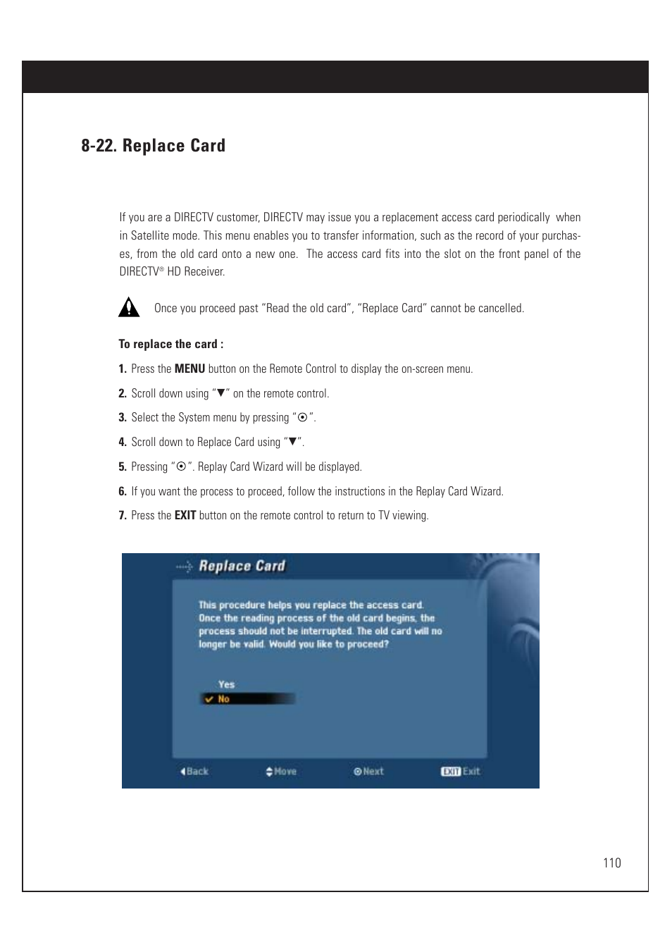 22. replace card | DirecTV HUGHES/ HTL-HD User Manual | Page 111 / 121
