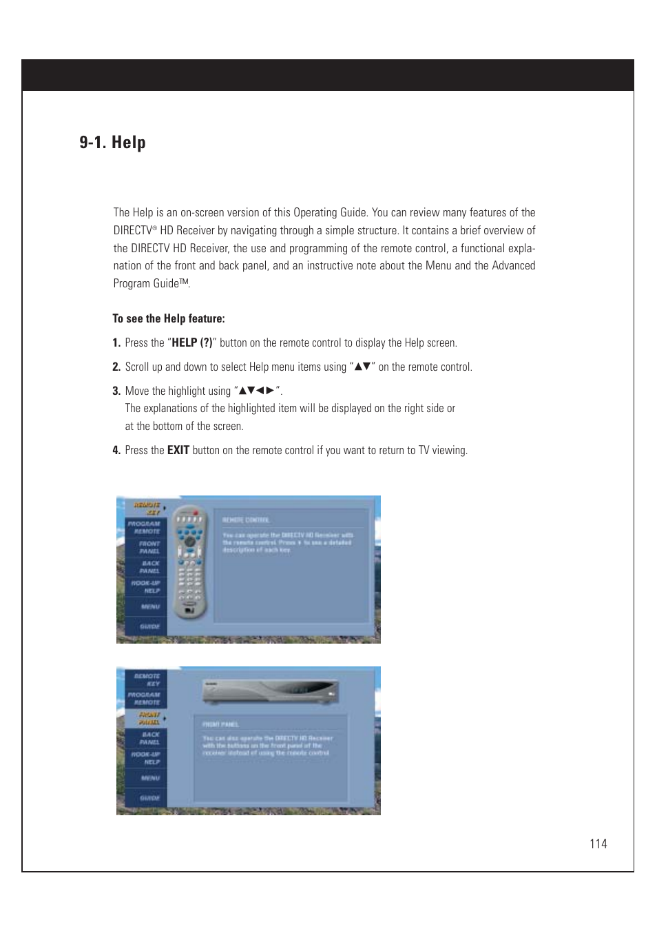 1. help | DirecTV HUGHES/ HTL-HD User Manual | Page 115 / 121