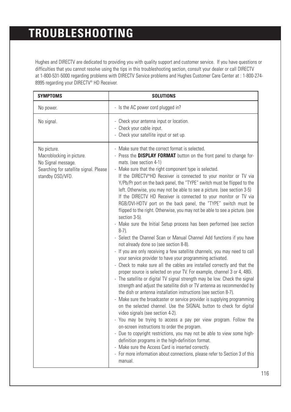 Troubleshooting | DirecTV HUGHES/ HTL-HD User Manual | Page 117 / 121