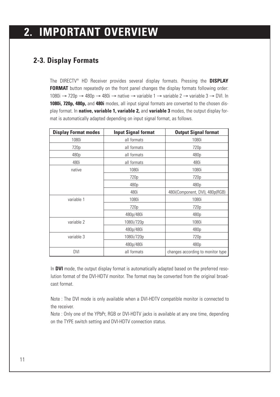 Important overview, 3. display formats | DirecTV HUGHES/ HTL-HD User Manual | Page 12 / 121