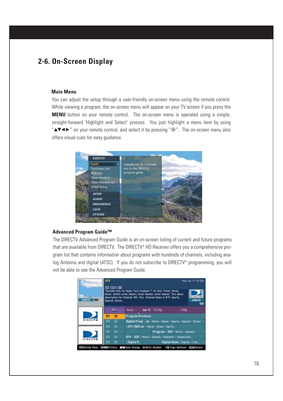 6. on-screen display | DirecTV HUGHES/ HTL-HD User Manual | Page 17 / 121