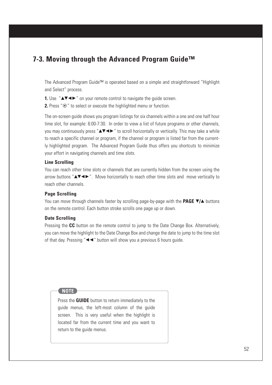 3. moving through the advanced program guide | DirecTV HUGHES/ HTL-HD User Manual | Page 53 / 121