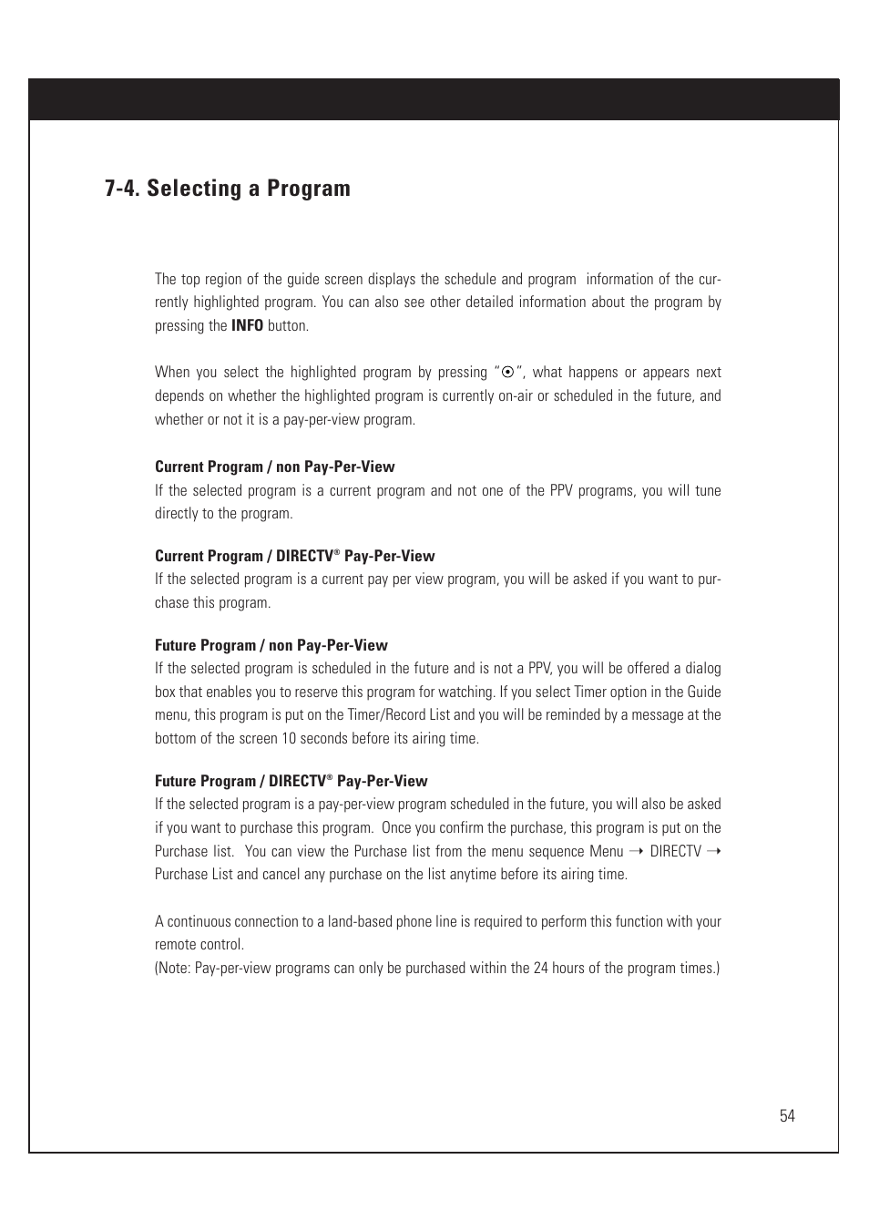 4. selecting a program | DirecTV HUGHES/ HTL-HD User Manual | Page 55 / 121