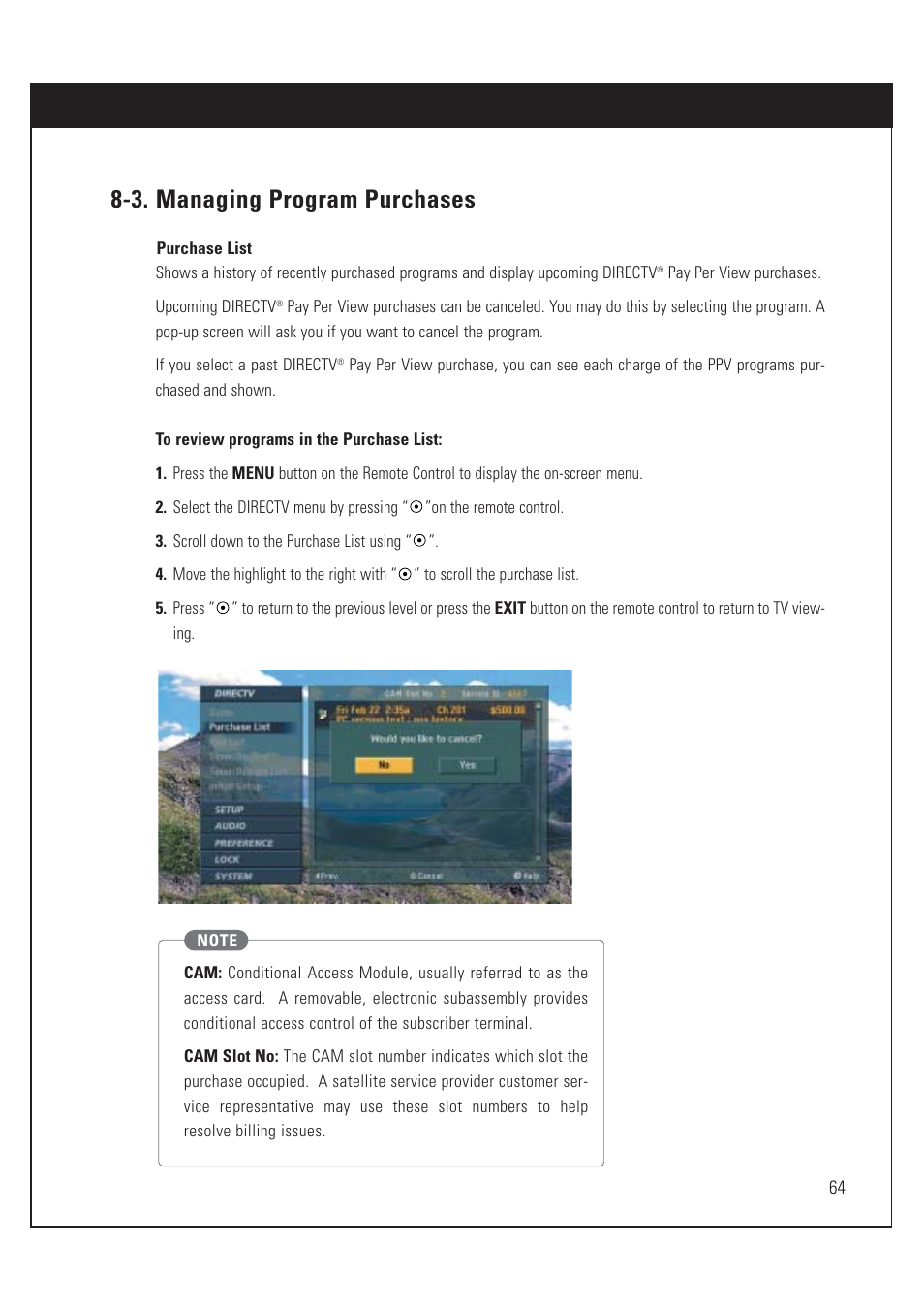 3. managing program purchases | DirecTV HUGHES/ HTL-HD User Manual | Page 65 / 121