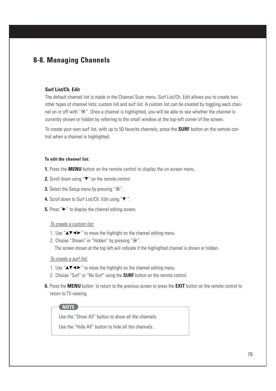 8. managing channels | DirecTV HUGHES/ HTL-HD User Manual | Page 79 / 121