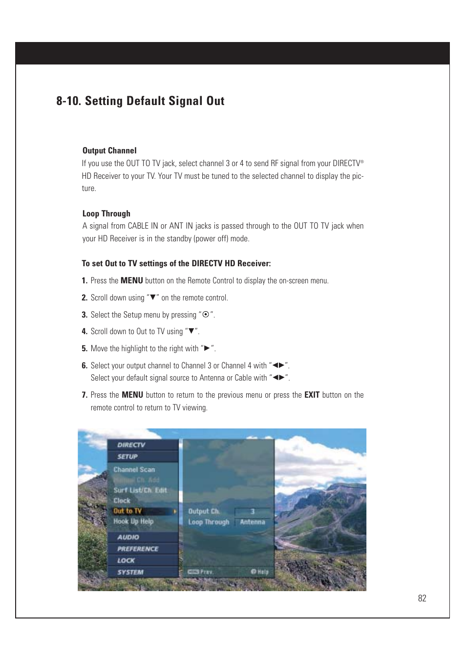 10. setting default signal out | DirecTV HUGHES/ HTL-HD User Manual | Page 83 / 121