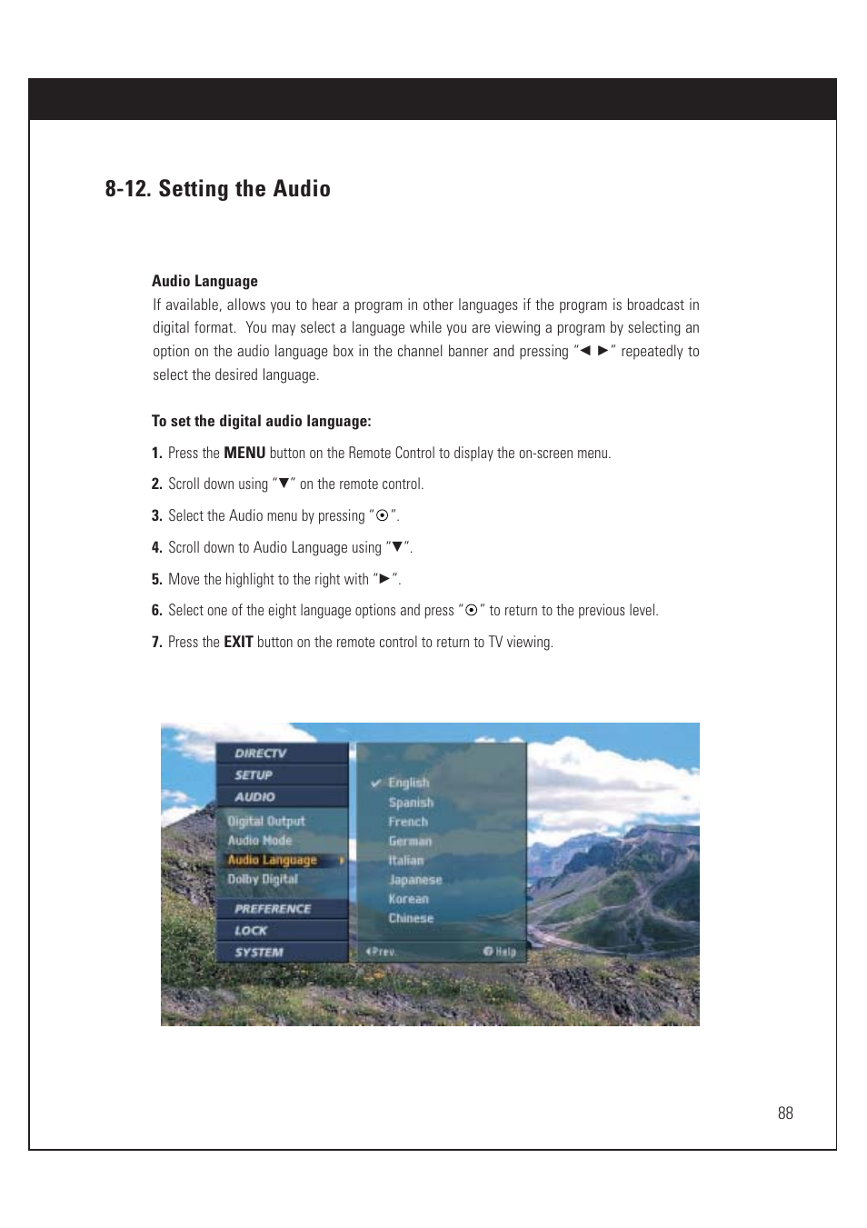 12. setting the audio | DirecTV HUGHES/ HTL-HD User Manual | Page 89 / 121