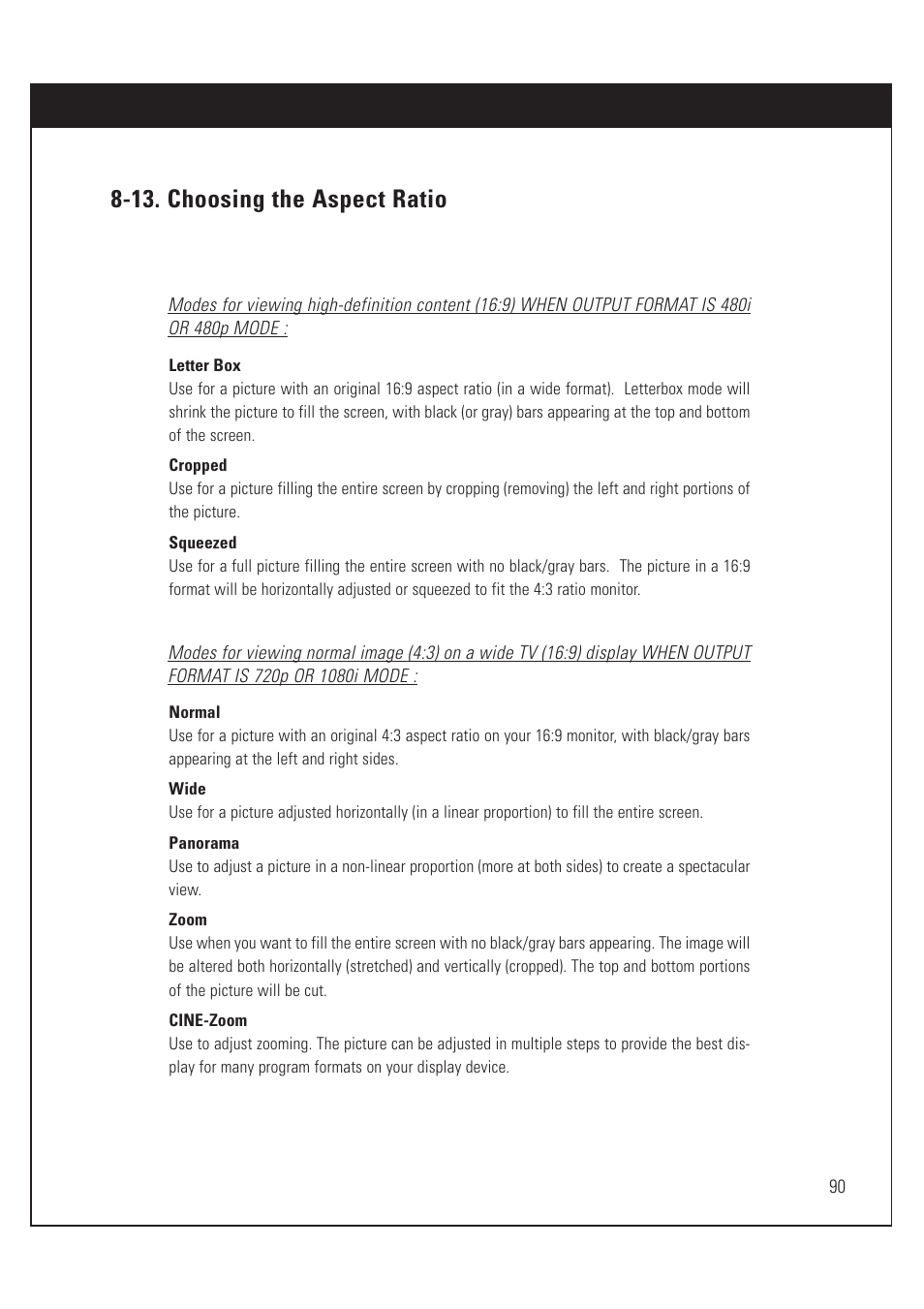 13. choosing the aspect ratio | DirecTV HUGHES/ HTL-HD User Manual | Page 91 / 121