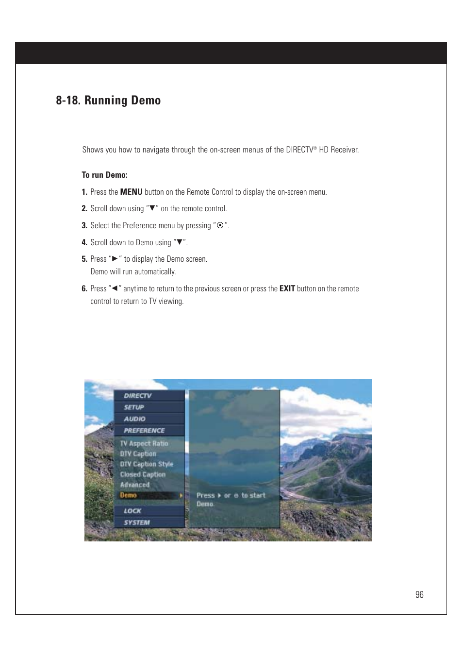 18. running demo | DirecTV HUGHES/ HTL-HD User Manual | Page 97 / 121