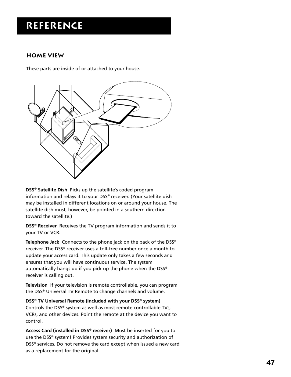 Reference, Home view | DirecTV DRD303RA User Manual | Page 49 / 68