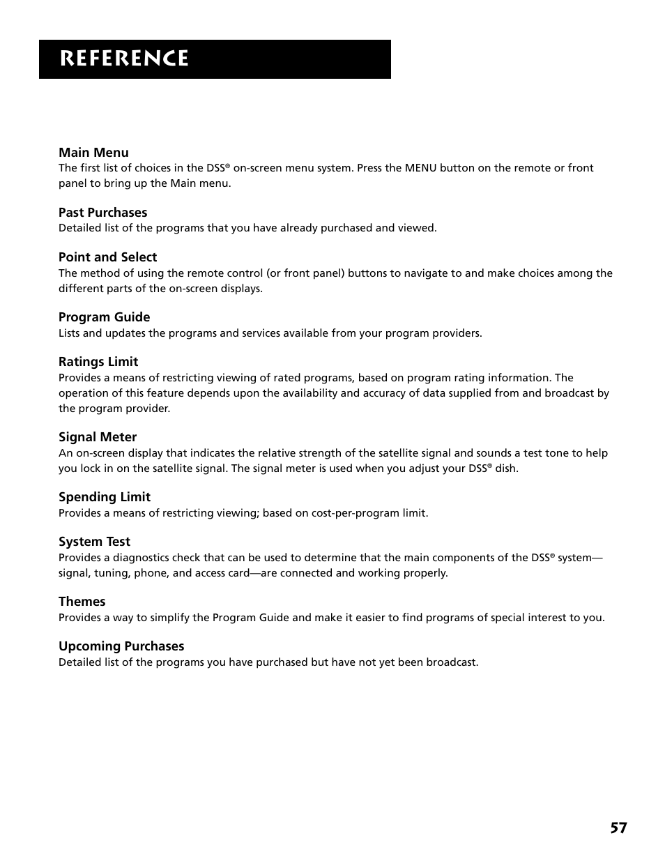 Reference | DirecTV DRD303RA User Manual | Page 59 / 68