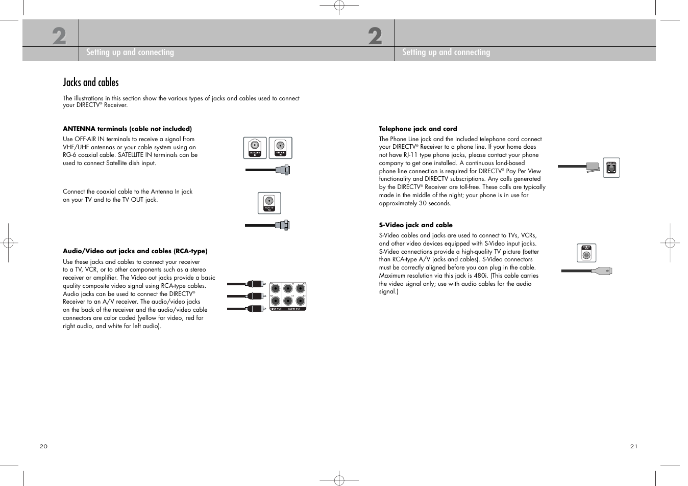 Jacks and cables | DirecTV D10-200 User Manual | Page 11 / 46