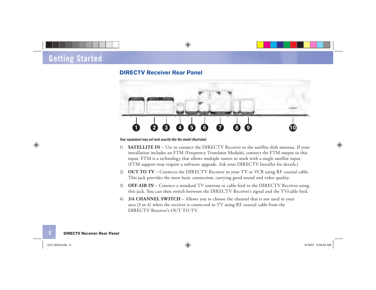 Getting started | DirecTV D12 User Manual | Page 12 / 79