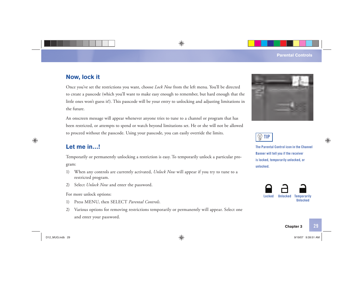 Now, lock it, Let me in | DirecTV D12 User Manual | Page 35 / 79