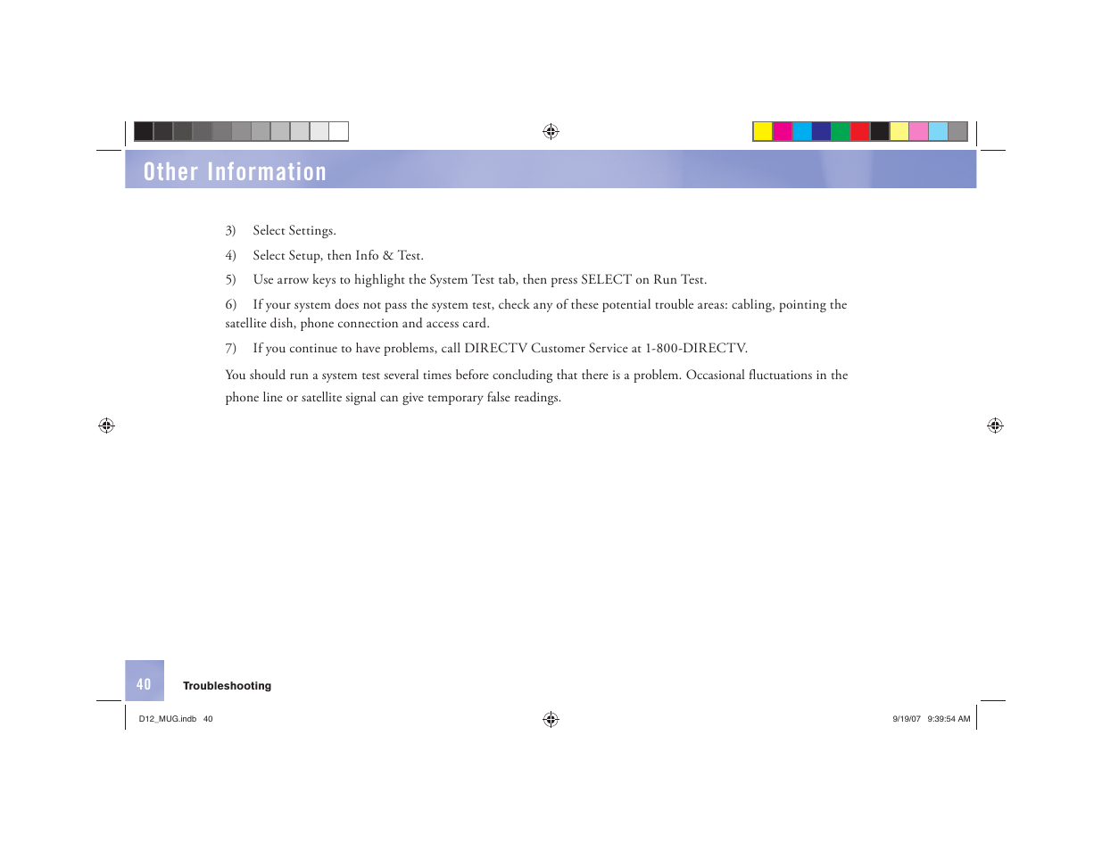 Other information | DirecTV D12 User Manual | Page 46 / 79