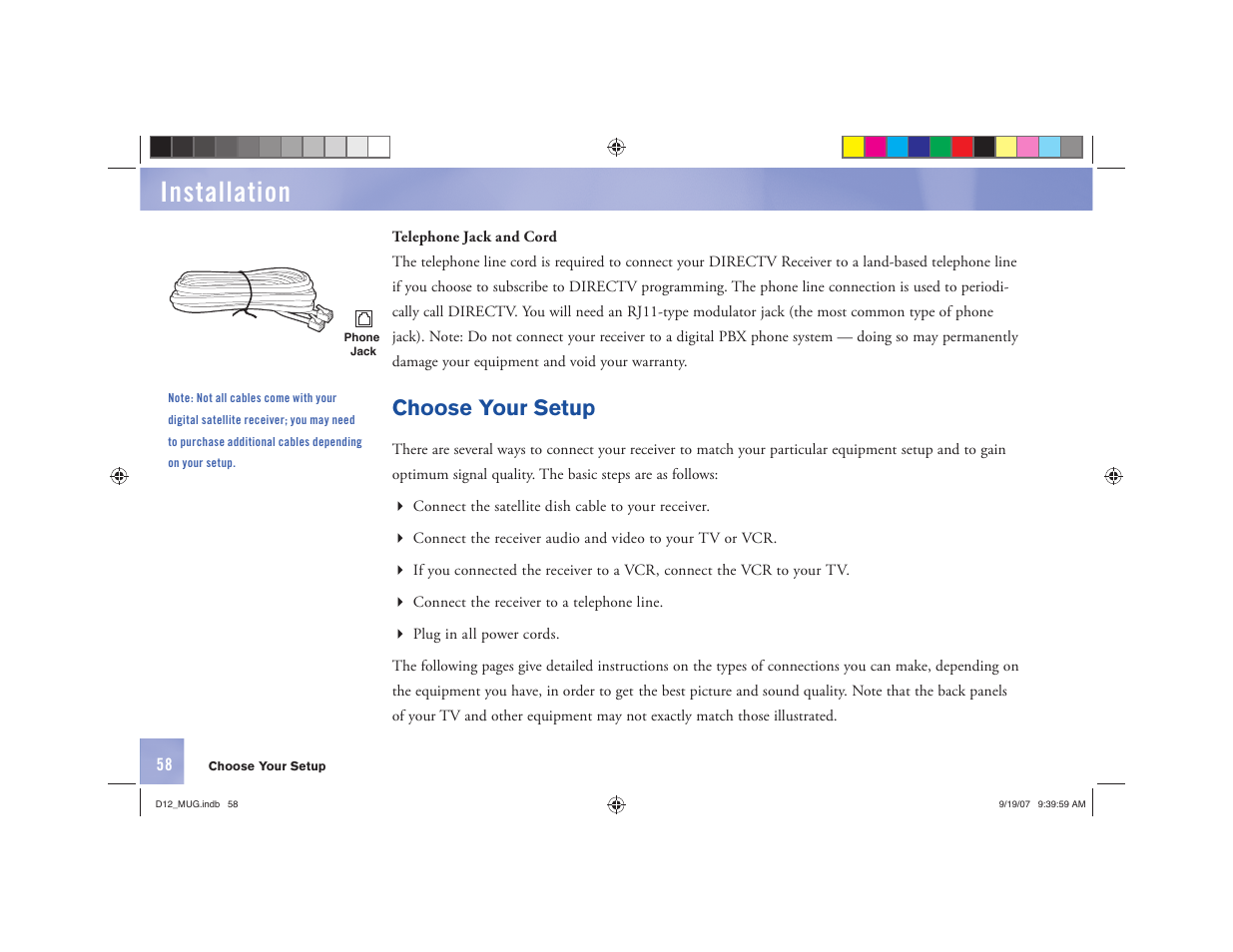 Installation, Choose your setup | DirecTV D12 User Manual | Page 64 / 79