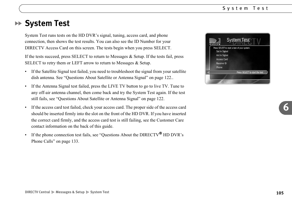 System test | DirecTV HR10-250 User Manual | Page 115 / 188