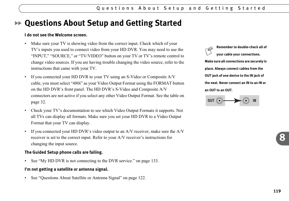 Questions about setup and getting started | DirecTV HR10-250 User Manual | Page 129 / 188