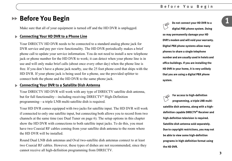 Before you begin | DirecTV HR10-250 User Manual | Page 13 / 188