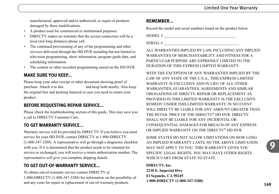 DirecTV HR10-250 User Manual | Page 159 / 188