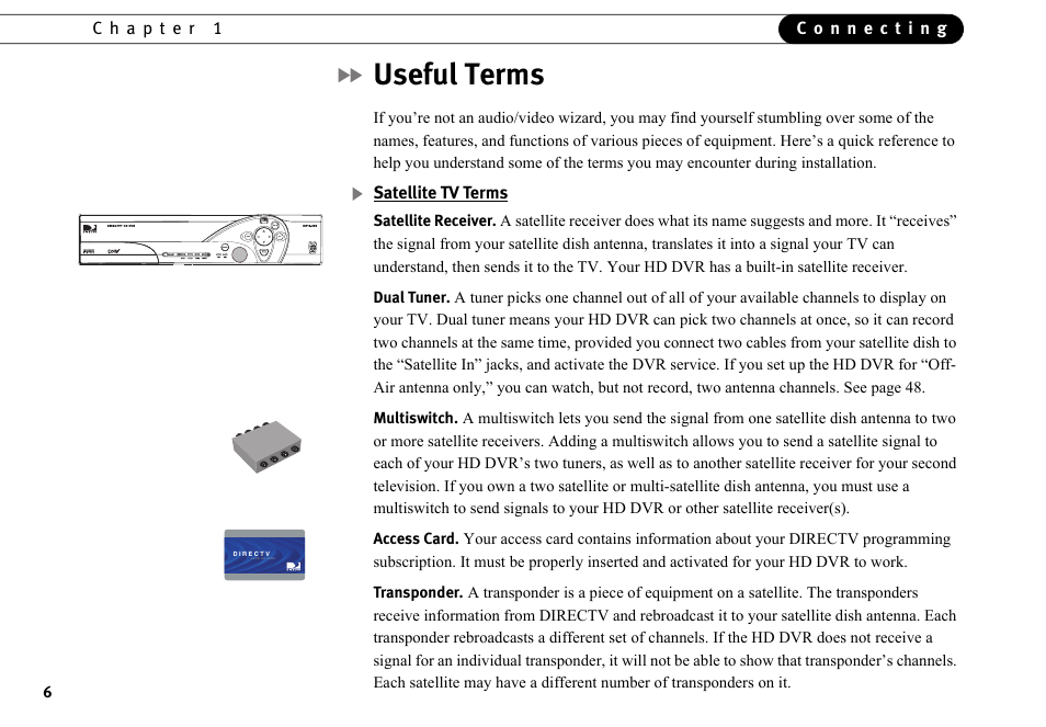 Useful terms | DirecTV HR10-250 User Manual | Page 16 / 188