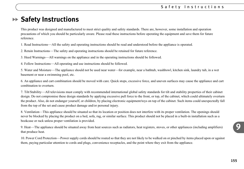 Safety instructions | DirecTV HR10-250 User Manual | Page 165 / 188