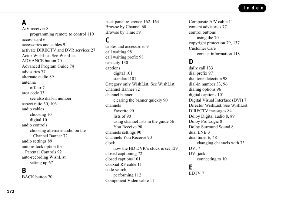 DirecTV HR10-250 User Manual | Page 182 / 188