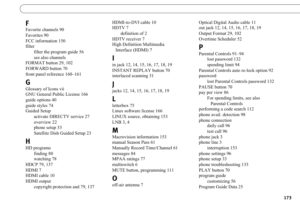 DirecTV HR10-250 User Manual | Page 183 / 188
