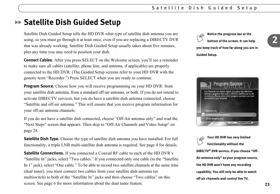 Satellite dish guided setup | DirecTV HR10-250 User Manual | Page 33 / 188